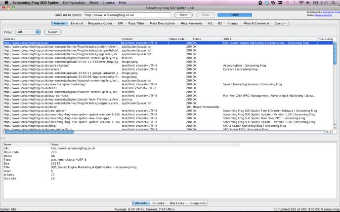 Screaming Frog SEO Spider for Mac OS X software