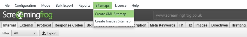 xml sitemap generator screaming frog