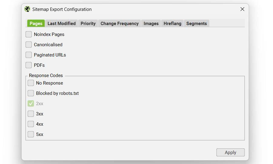 Pages to include in the XML Sitemap