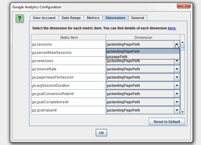 Google analytics Dimensions