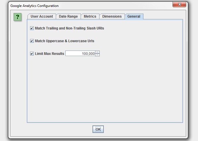 Google analytics settings