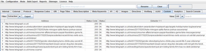 AMP URLs custom extraction