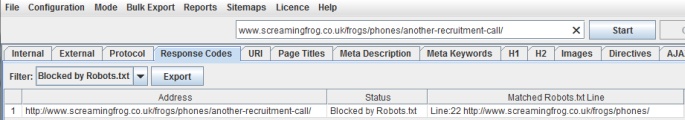 URLs blocked by robots.txt