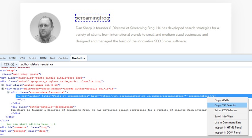 CSS Path Scraping author