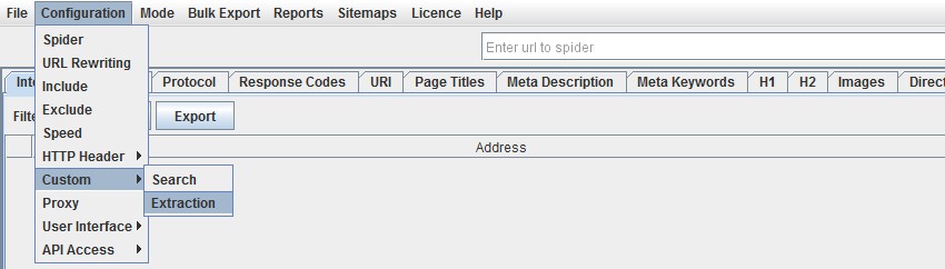 custom extraction configuration