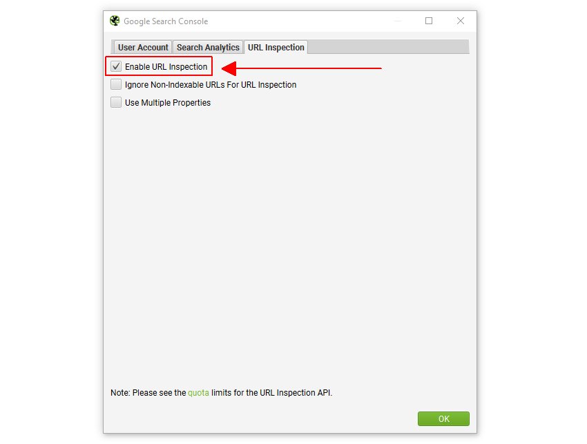 Google Search Console URL Inspection API integration