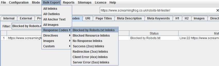 export urls blocked by robots.txt