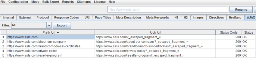 JavaScript site using the old AJAX crawling scheme