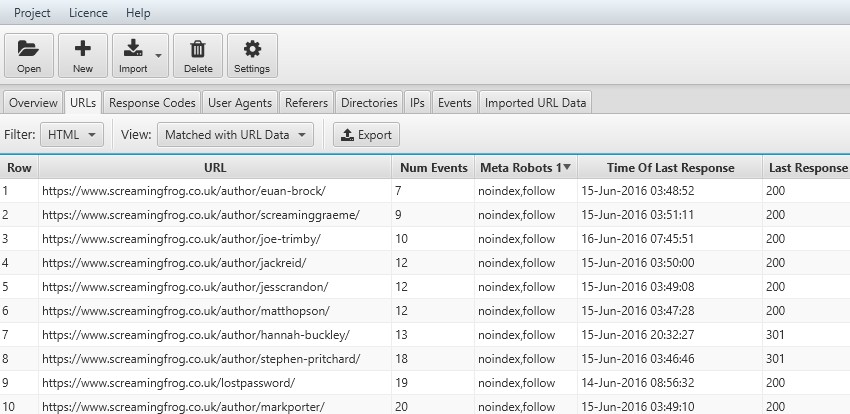 noindex matched with log files