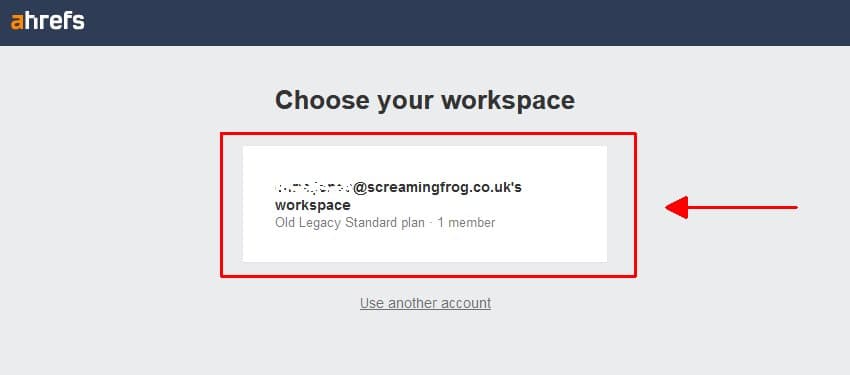 Ahrefs select workspace