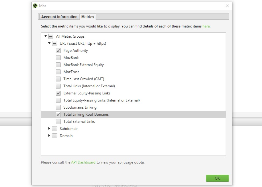 moz API metrics