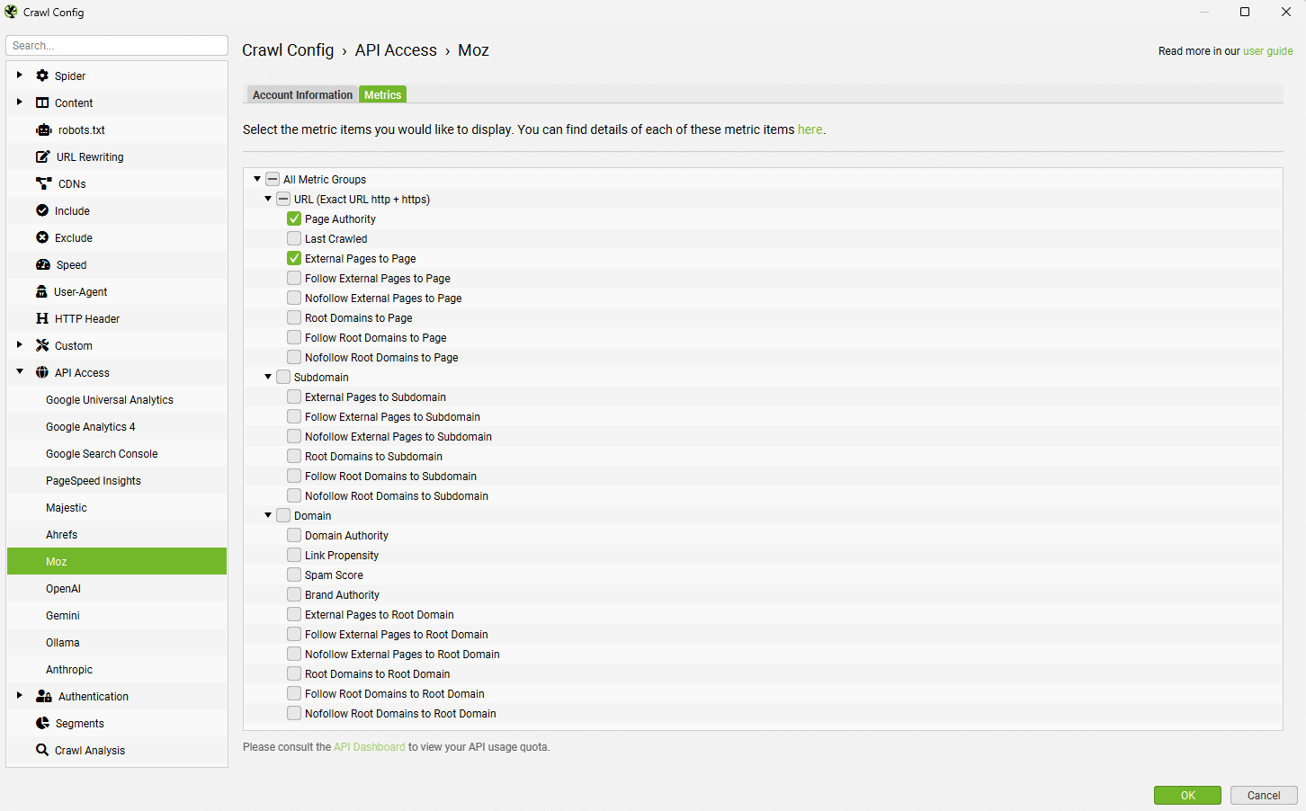 Moz API Metrics