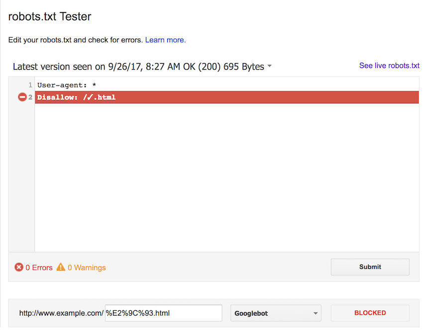 Google Search Console robots.txt Tester Inconsistencies - Frog