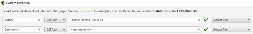 custom extraction of authors and comments