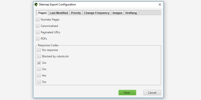 pages to include in the xml sitemap