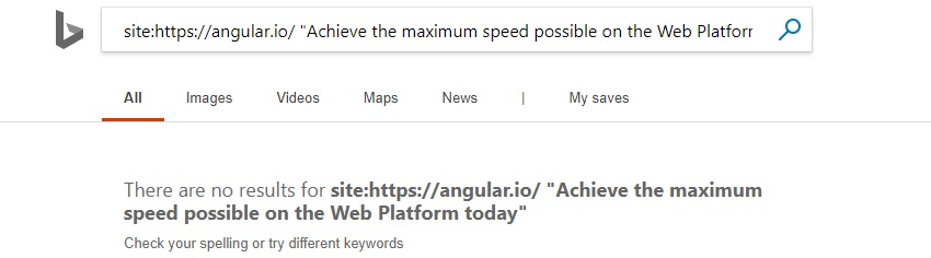 Angular.io content not indexed in Bing