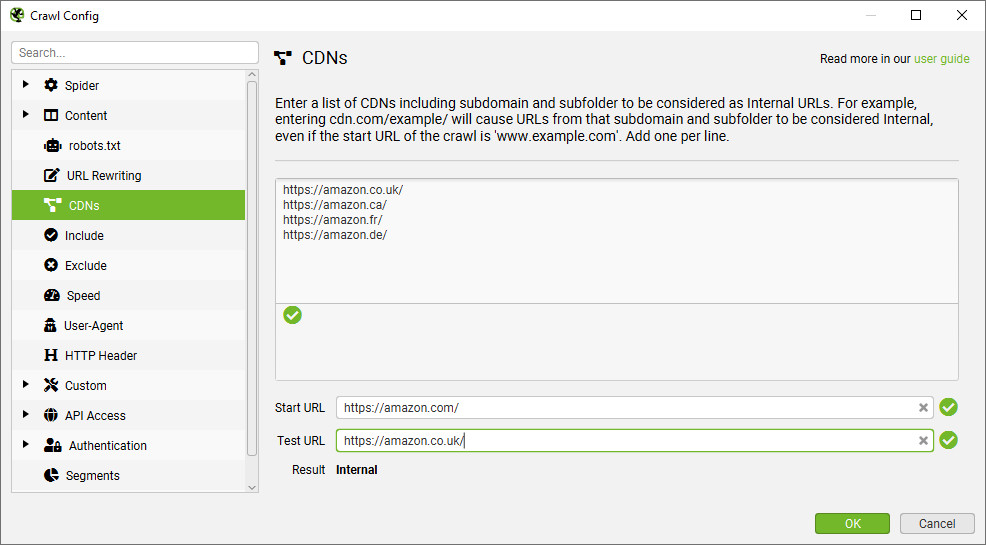 CDN configuration for crawling multiple domains. 