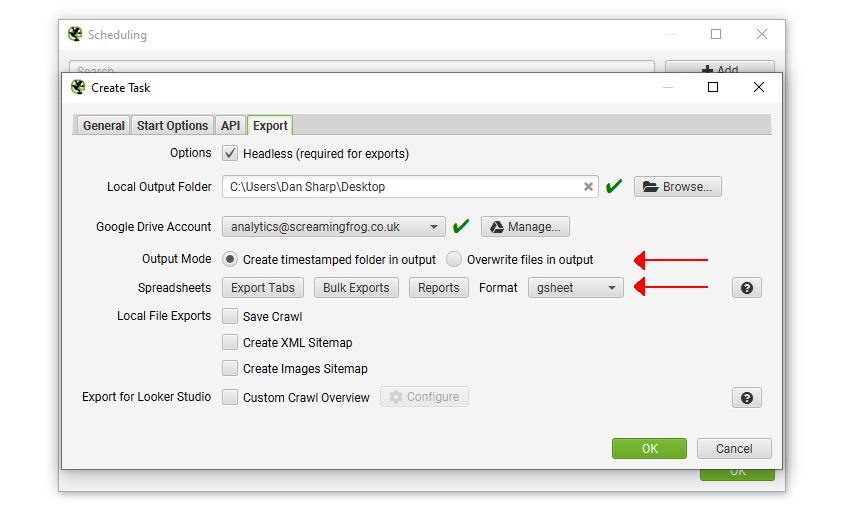 Scheduling Overwrite files and Google Sheets