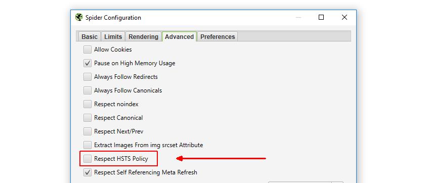 disable HSTS policy