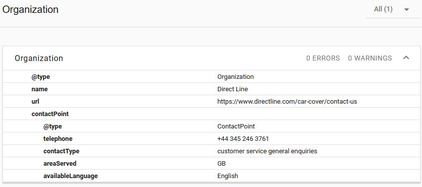 Structured Data Testing Tool Corporate Contact Validation Error Miss