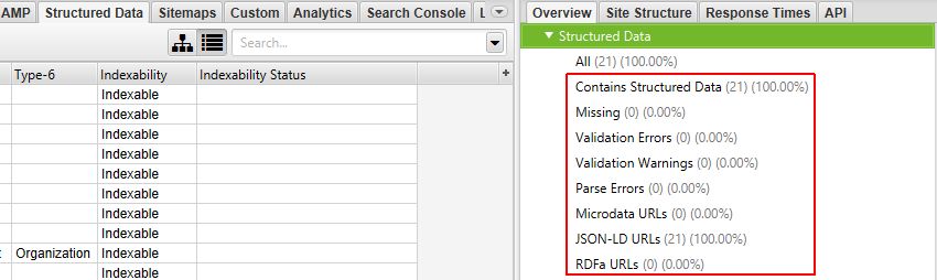 Structured Data Right Hand Overview Pane