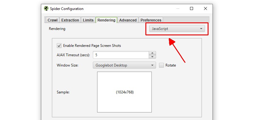 JavaScript Rendering mode