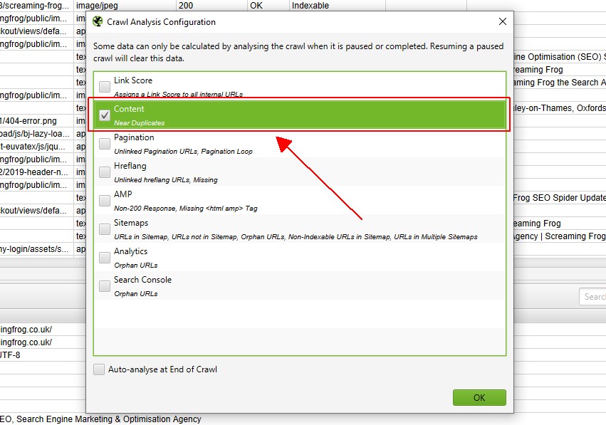 Crawl Analysis Config For Near Dups