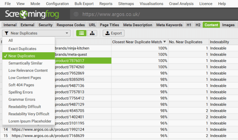 SEO Spider Configuration - Screaming Frog