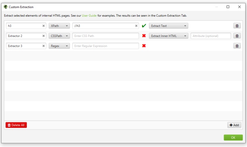 Web scraping with custom extraction