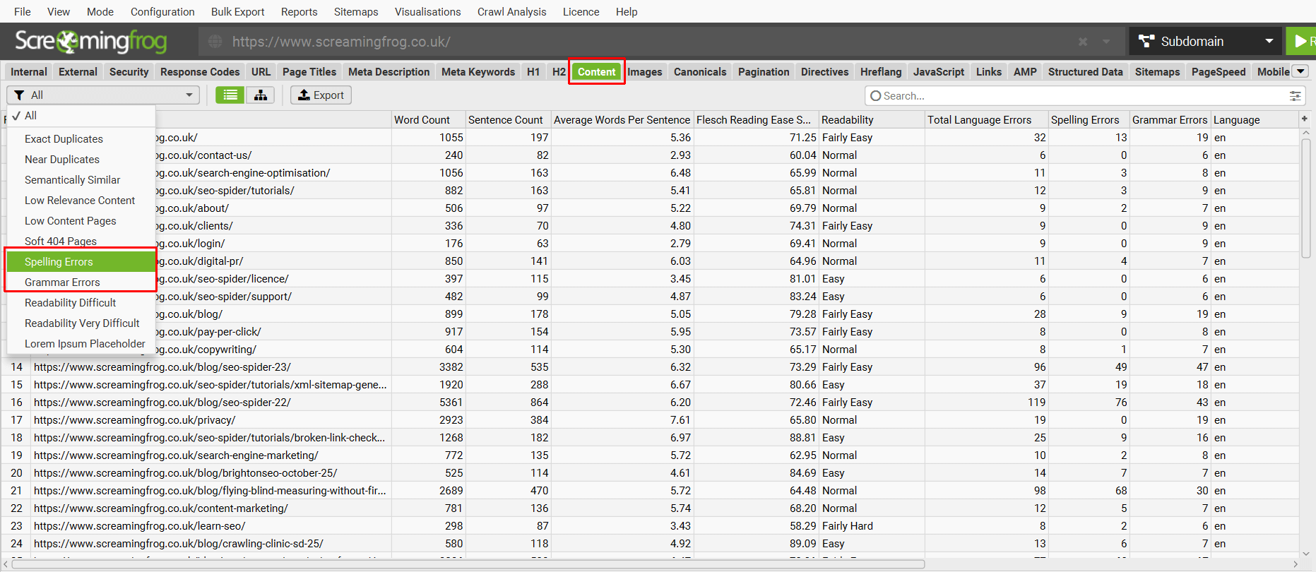 Spelling and Grammar Errors