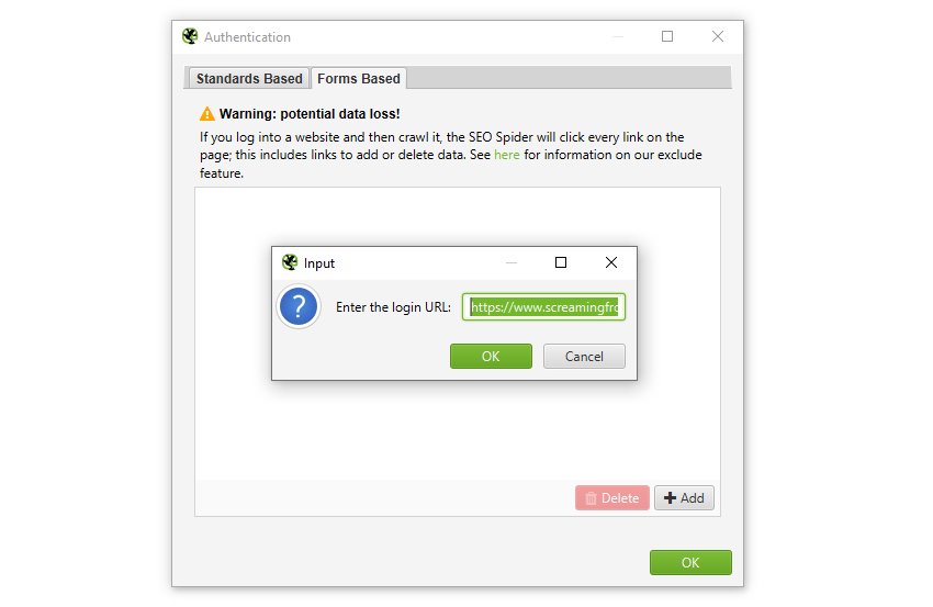 screaming frog seo spider authentication screaming frog seo spider authentication