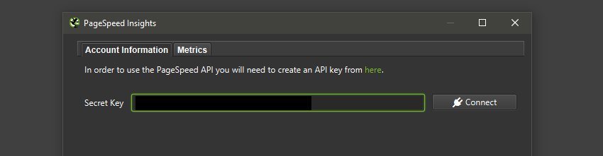 Enter PageSpeed Insights API Key