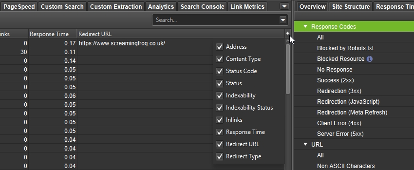 Column Visibility Menu