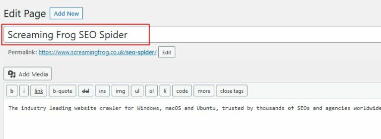 HTML Heading Elements - Screaming Frog