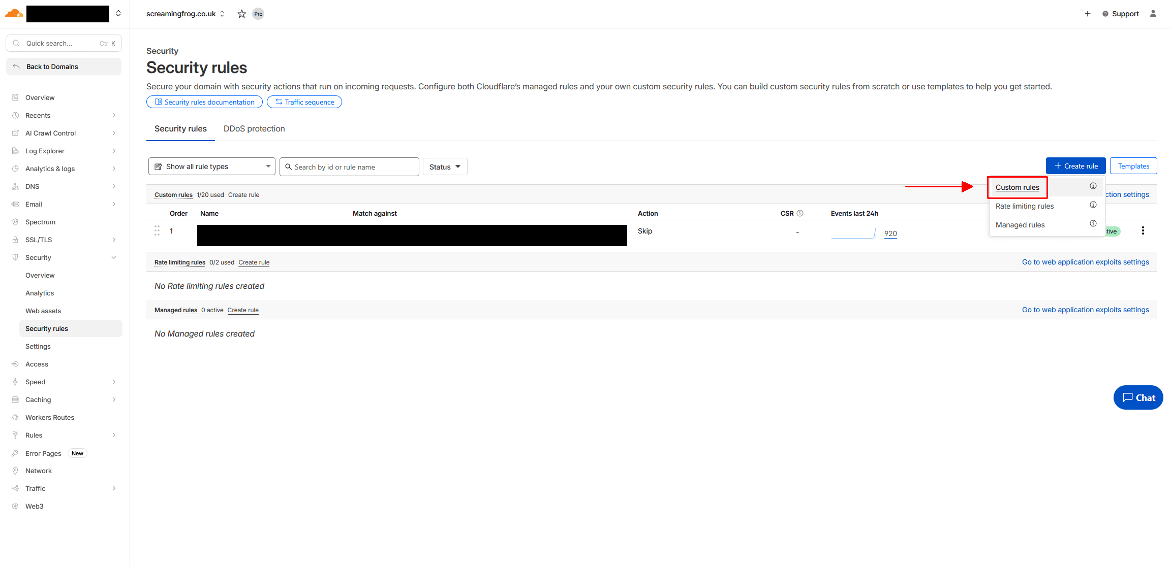 Create Custom Security Rule in Cloudflare