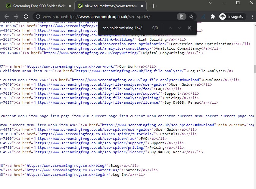Search HTML for Link