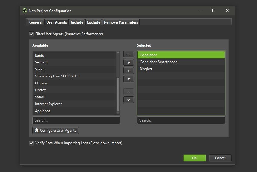 Log File Analyser Bot Verification