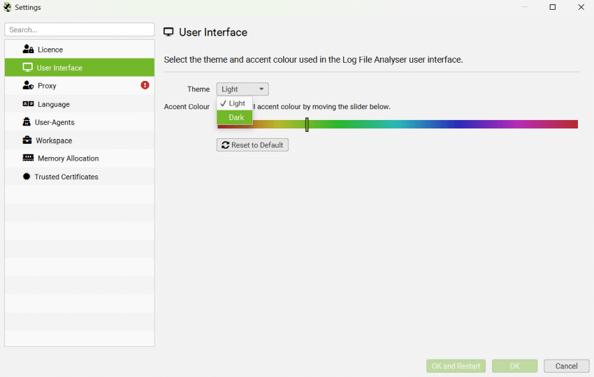 Log File Analyser 6 User Interface