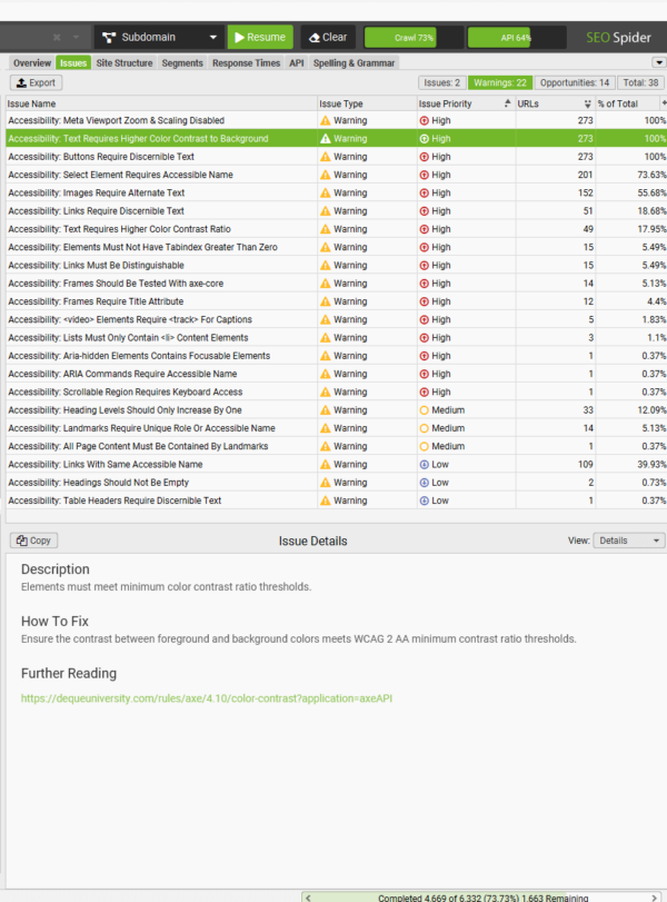 Accessibility Tab How To Perform A Web Accessibility Audit - Screaming Frog