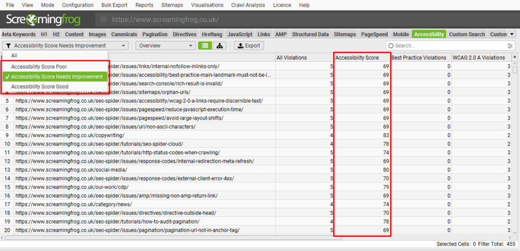 Example Axe Report How To Perform A Web Accessibility Audit - Screaming Frog
