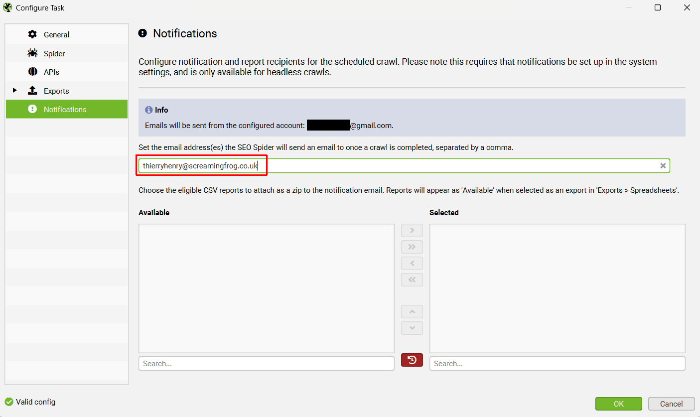 Email Notification for scheduled crawl