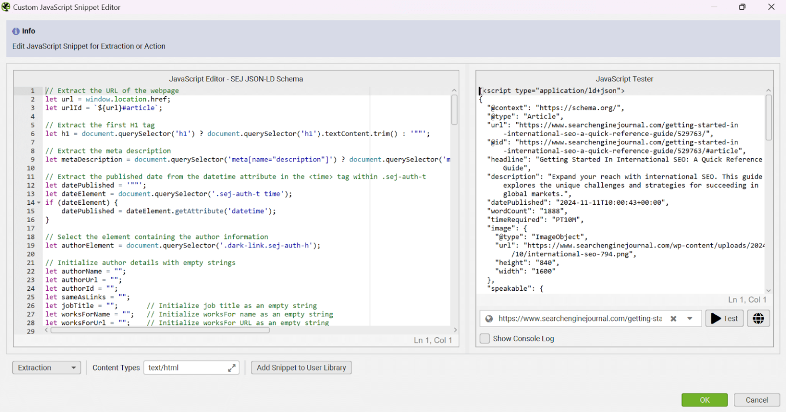 Generate JSON-LD Schema at Scale With JavaScript Snippets - Screaming Frog