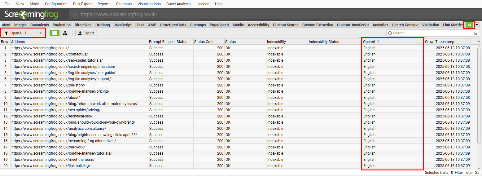 AI Tab Results