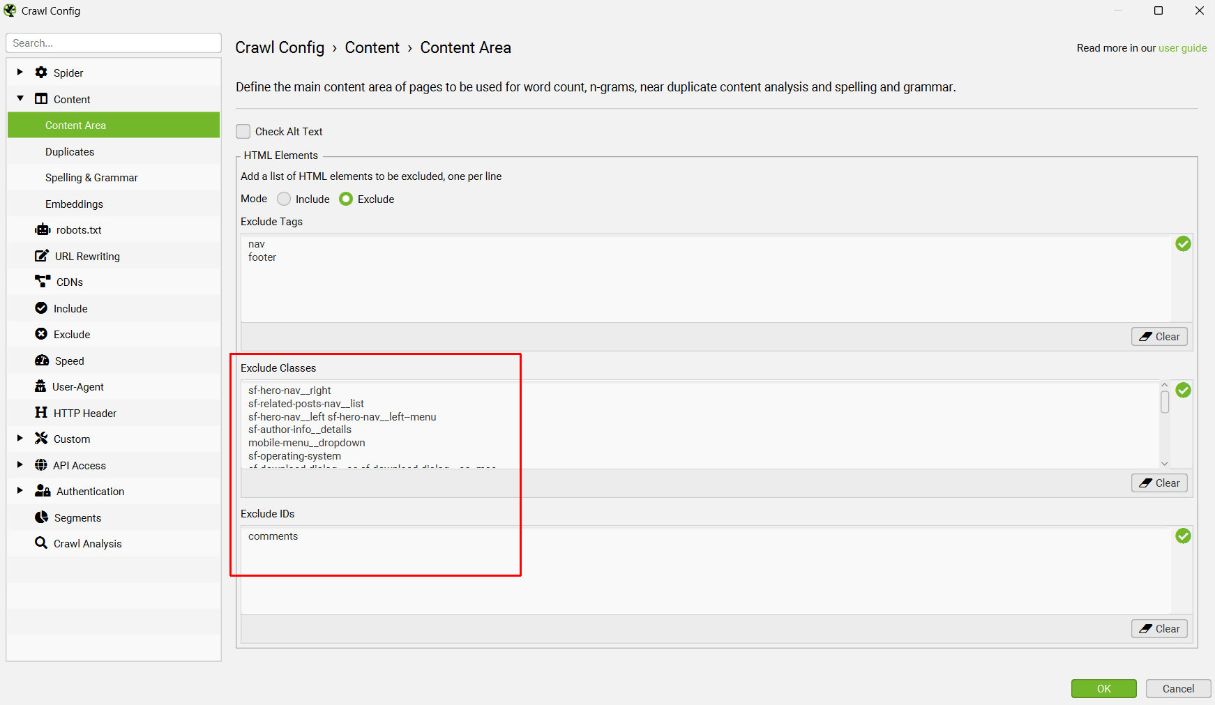 Content Area Settings Updated
