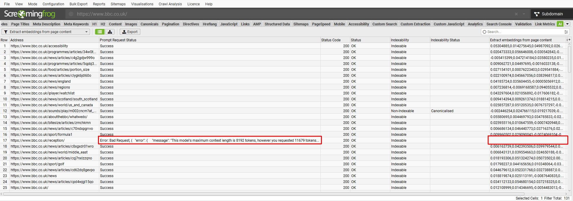 Missing embedding error over token length