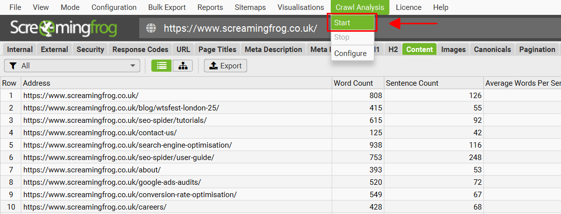 Run crawl analysis