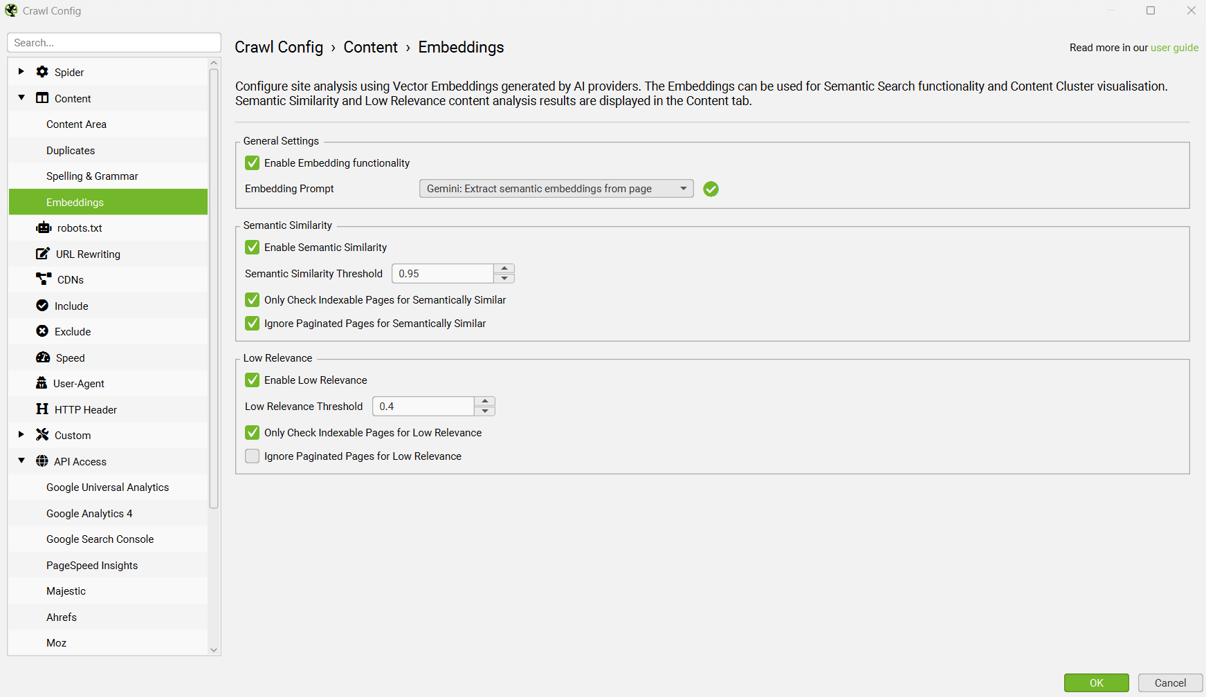 Embeddings Configuration