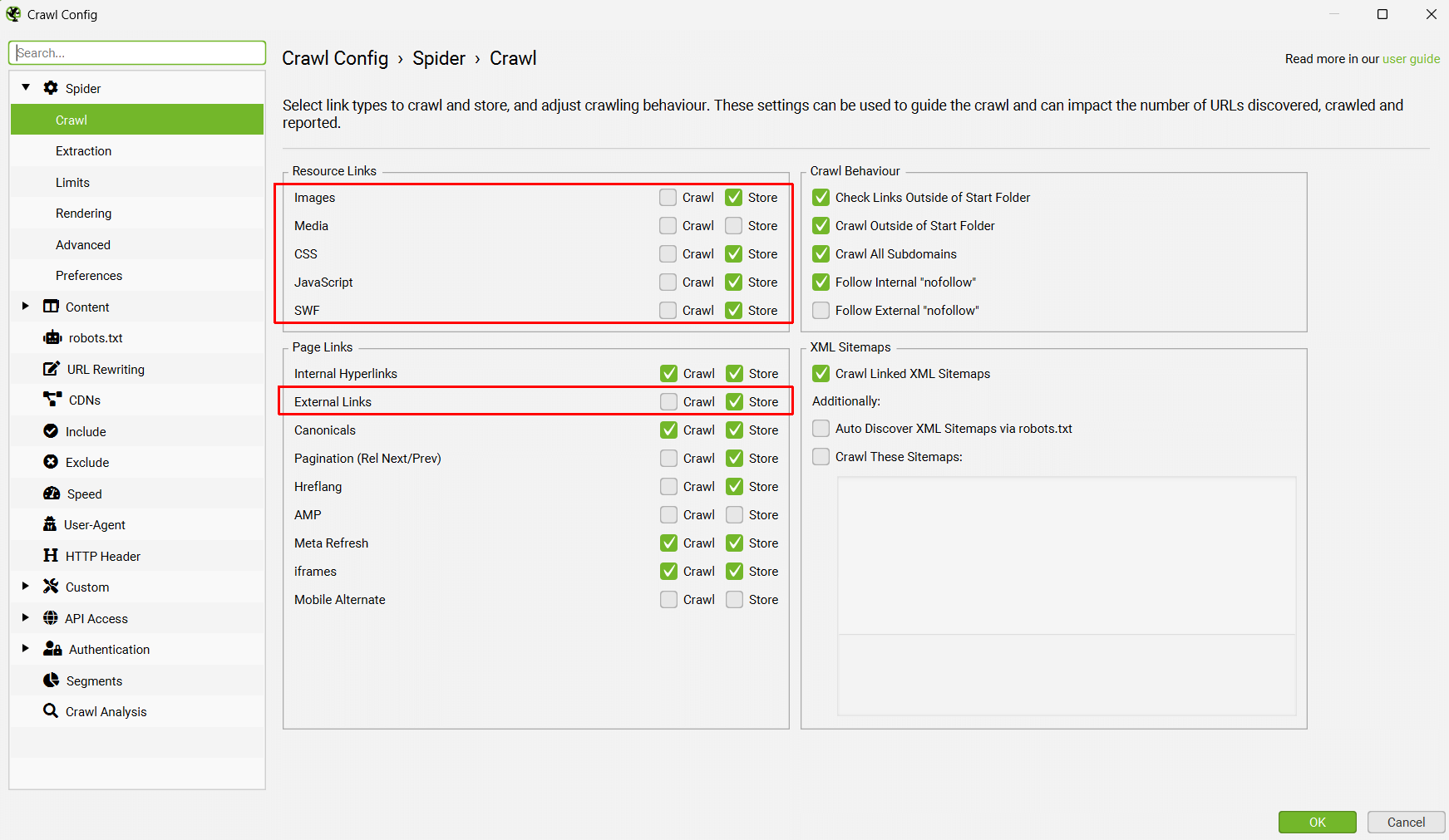 Disable crawling resources