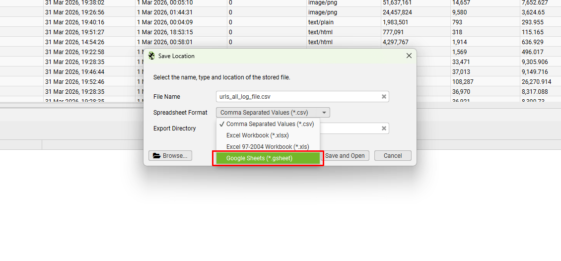Export to Google Sheets
