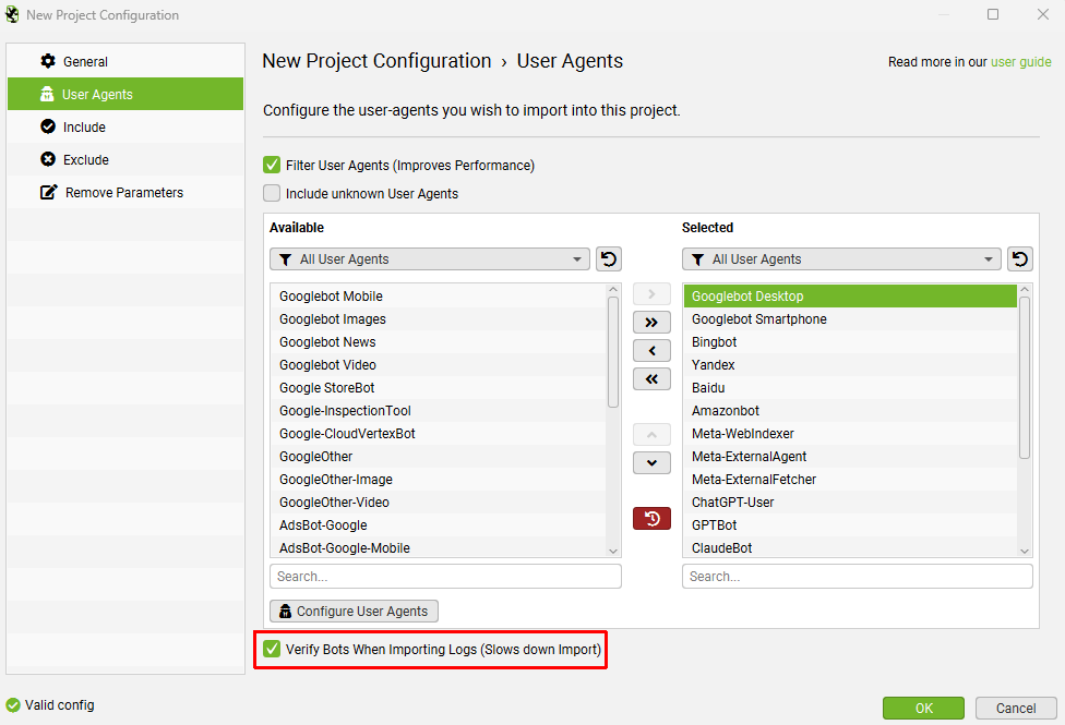 Vérifier les robots lors de l'importation